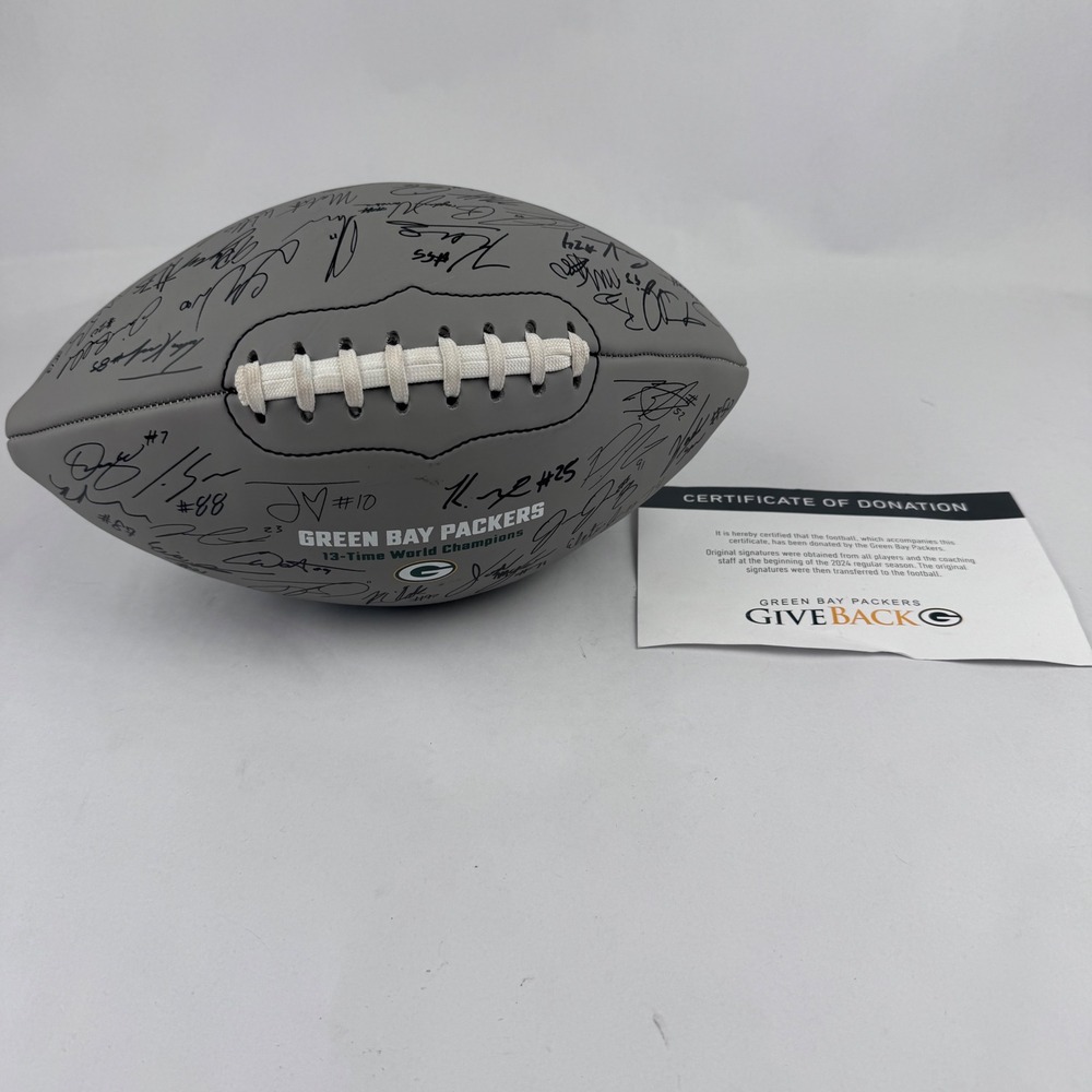 Green Bay Packers 2024 Giving Back Signed Football Facsimile Signatures